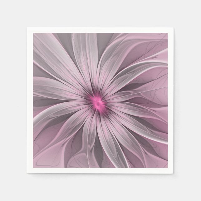 Fantasy Flower Abstract Plum Floral Fractal Art Napkin (Front)