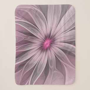 Fantasy Flower Abstract Plum Floral Fractal Art Sherpa Blanket