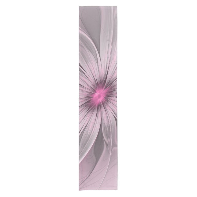 Fantasy Flower Abstract Plum Floral Fractal Art Short Table Runner (Front)