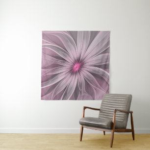 Fantasy Flower Abstract Plum Floral Fractal Art Tapestry