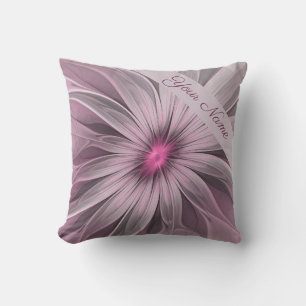 Fantasy Flower Abstract Plum Floral Fractal Name Cushion