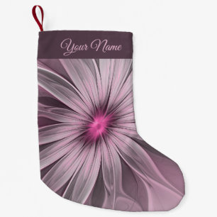 Fantasy Flower Abstract Plum Floral Fractal Name Small Christmas Stocking