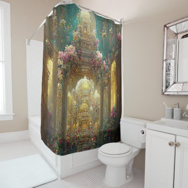 Fantasy Flower Church - Shower Curtain (In Situ)