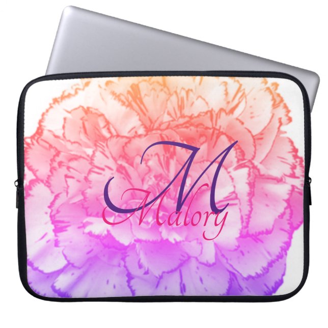 Fantasy Flower Monogram Personalised Laptop Sleeve (Front)