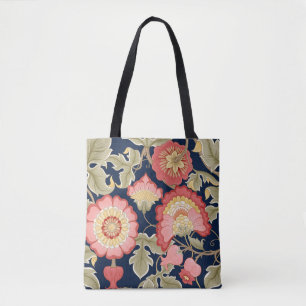 Fantasy flowers in retro,  vintage,  jacobean embr tote bag