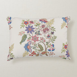Fantasy flowers in retro, vintage, jacobean embroi decorative cushion