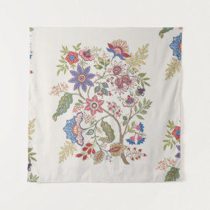 Fantasy flowers in retro, vintage, jacobean embroi tapestry
