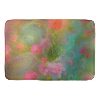 Fantasy Flowers Painted In Warm Watercolor Botanic Bath Mat