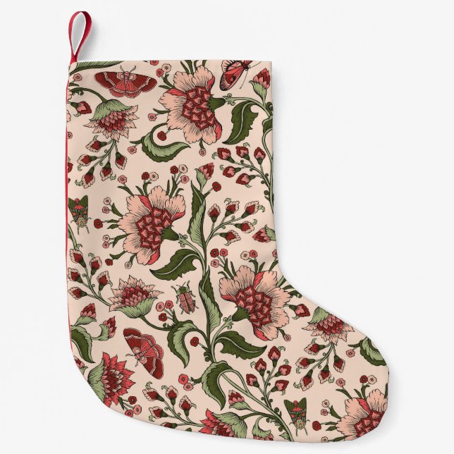 Fantasy Flowers Paisley Hand Drawn Small Christmas Stocking (Front)