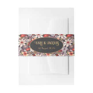 Fantasy Flowers - Wedding belly band Invitation Belly Band
