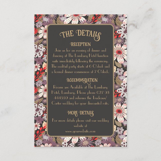 Fantasy Flowers - wedding enclosure card vertical (Front)