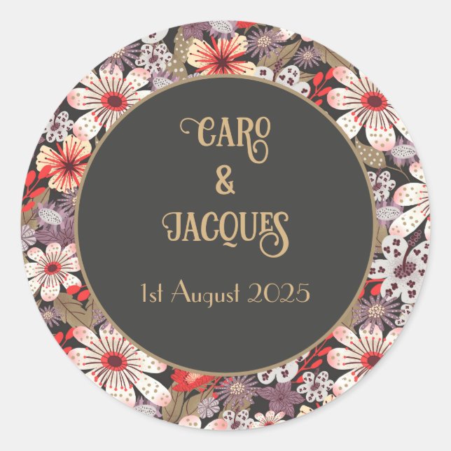 Fantasy Flowers - wedding invitaion sticker (Front)