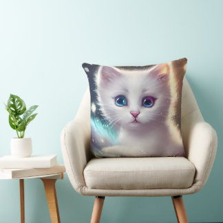 Fantasy Fluffy White Cat Cushion