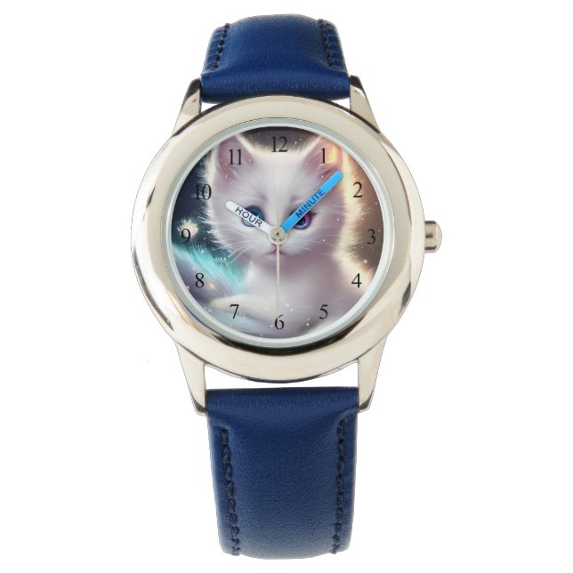 Fantasy Fluffy White Cat Watch (Front)