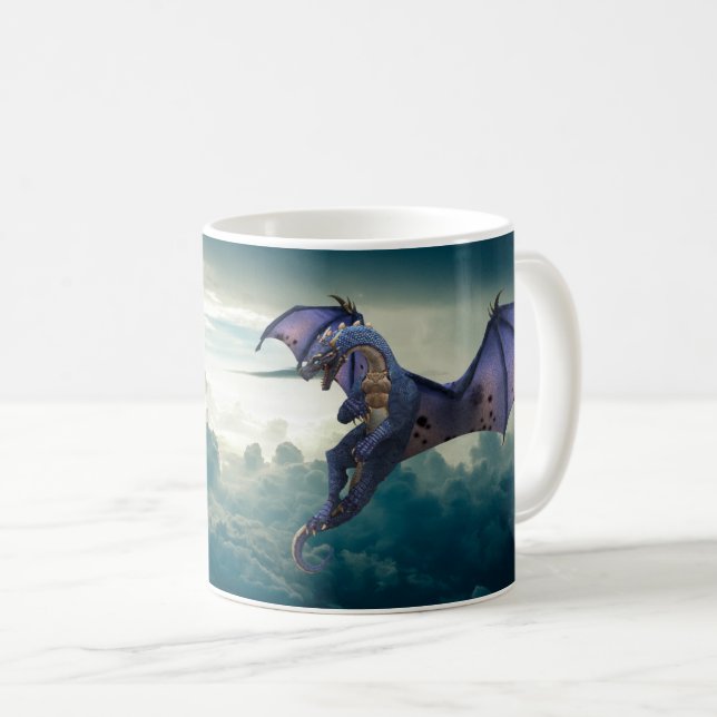 Fantasy Flying Dragon Clouds Coffee Mug (Front Right)