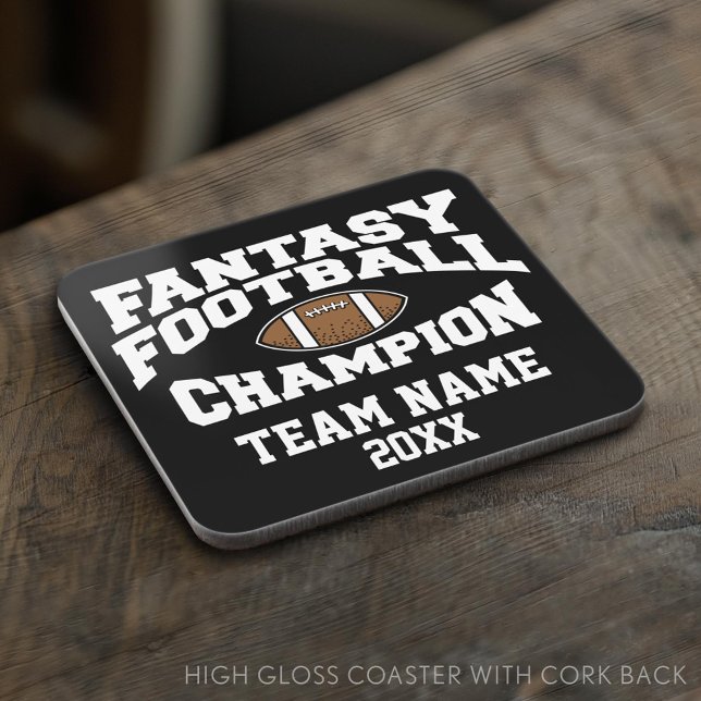 Fantasy Football Champion - Black White Coaster (Custom Coaster)