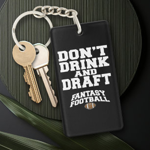 Fantasy Football Don't Drink and Draught   - Navy Key Ring