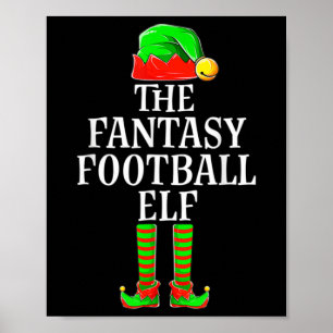 Fantasy Football Elf Apparel Men Boy Kid Christmas Poster
