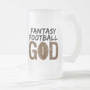 fantasy football god frosted glass beer mug