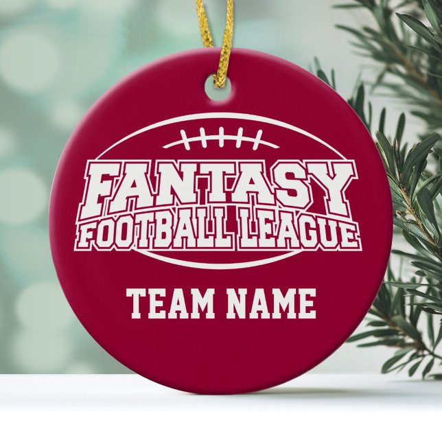 Fantasy Football League Ceramic Tree Decoration (Personalized Christmas Ornament - Fantasy Football League)