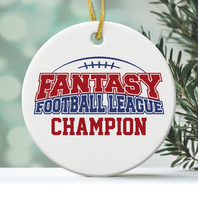 Fantasy Football League Champion Ceramic Tree Decoration (Personalized Christmas Ornament - Fantasy Football League)