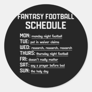 Fantasy Football Schedule Night Football Favourite Classic Round Sticker