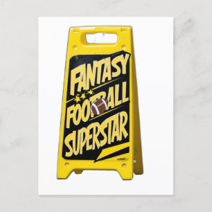 Fantasy football yellow plastic floor sign postcard