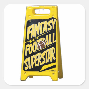 Fantasy football yellow plastic floor sign square sticker
