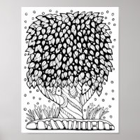 Fantasy Forest Leafy Tree Colouring Page Art