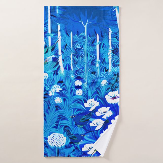 Fantasy Forest with Flowers and Birds Bath Towel Set (Bath Towel)