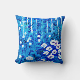 Fantasy Forest with Flowers and Birds Cushion