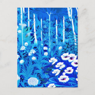 Fantasy Forest with Flowers and Birds Postcard