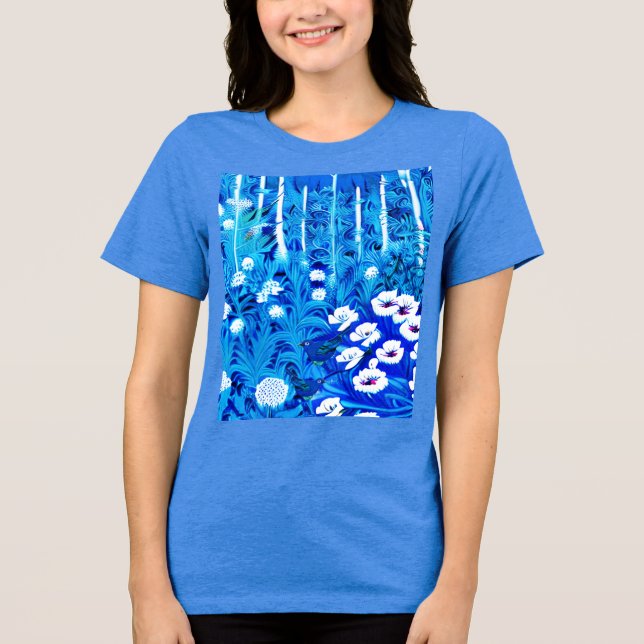 Fantasy Forest with Flowers and Birds Tri-Blend Shirt (Front)