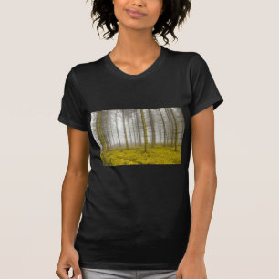 fantasy forest with fog and yellow foliage T-Shirt