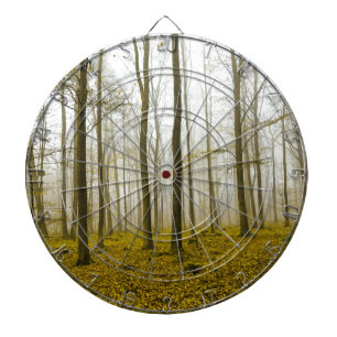 Fantasy forest with fog and yellow leaves dartboard