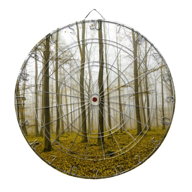 Fantasy forest with fog and yellow leaves dartboard (Front)