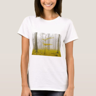 Fantasy forest with fog and yellow leaves T-Shirt