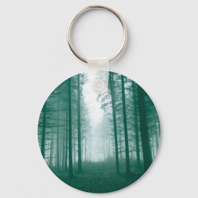 Fantasy forest with fog in Green Key Ring (Front)