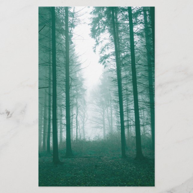 Fantasy forest with fog in Green Stationery (Front)
