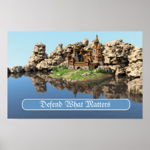 Fantasy Fortress Motivational Quote Art Poster