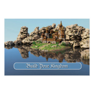 Fantasy Fortress Motivational Quote Art Poster
