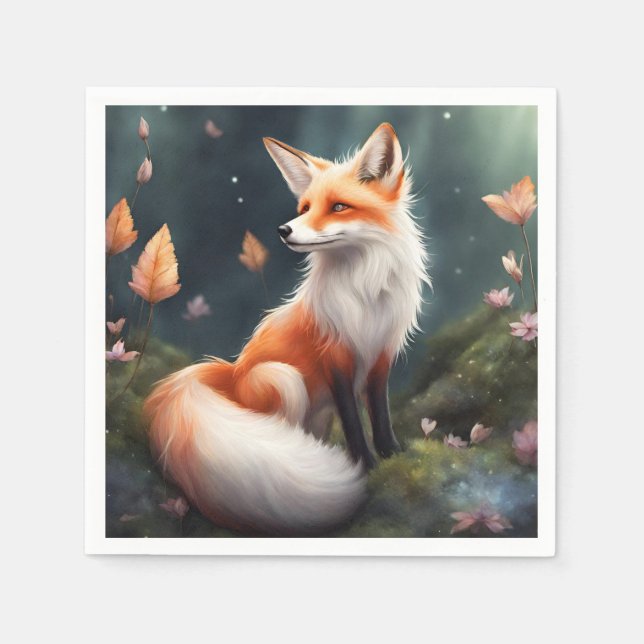 Fantasy Fox Nature Art Napkin (Front)