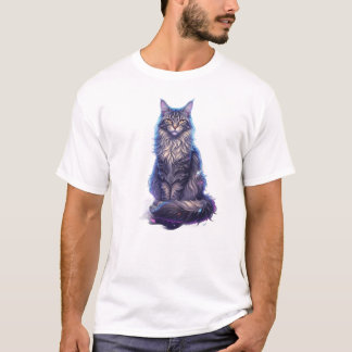 Fantasy Galaxy Cat Art | Cute Space Cat Illustrati T-Shirt