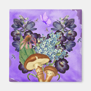 Fantasy Garden Mushroom & Butterflies Magnet