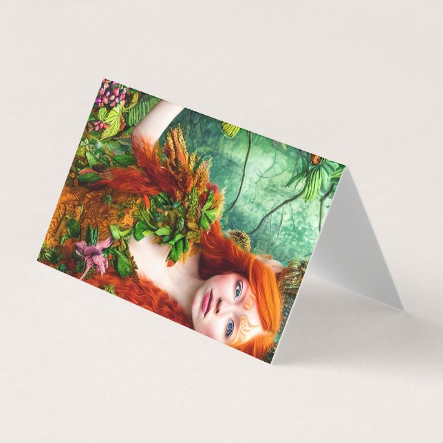 Fantasy Ginger Men Fairy Graphic Business Card (Front)