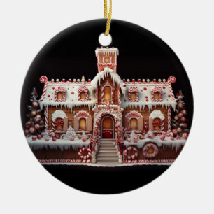 Fantasy Gingerbread House with Candies 2  Ceramic Tree Decoration