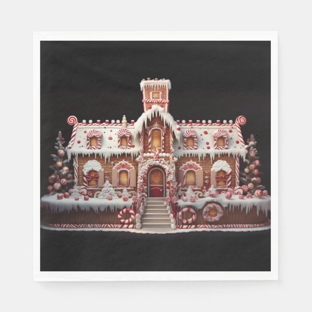 Fantasy Gingerbread House with Candies 2  Napkin (Front)