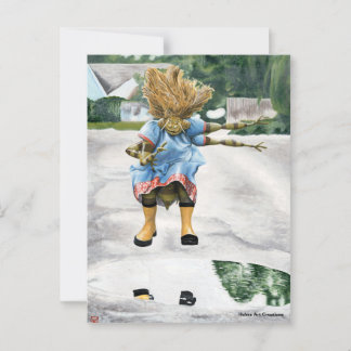 Fantasy Girl Puddle Jumping Postcard
