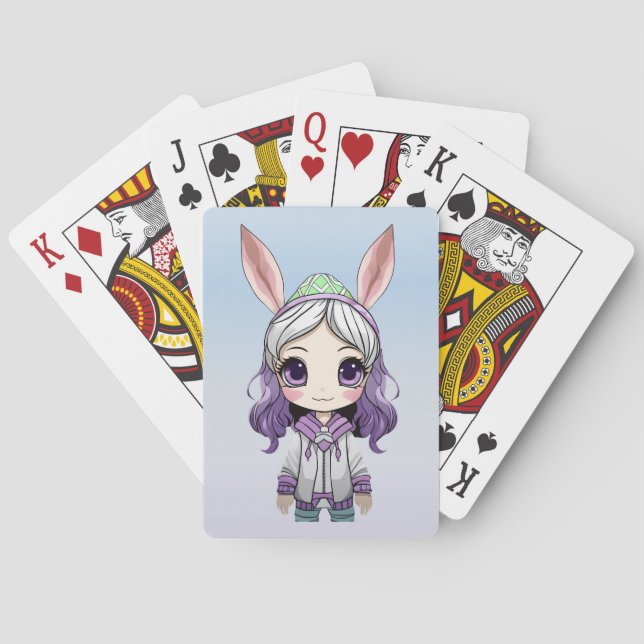 Fantasy Girl with Bunny Ears Playing Cards (Back)