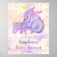 Fantasy Girls Purple Dragon Baby Shower Welcome